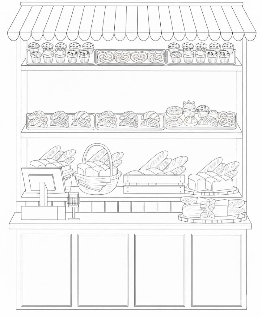 Zeichne Bäckerei kostenlos druckbare basisch