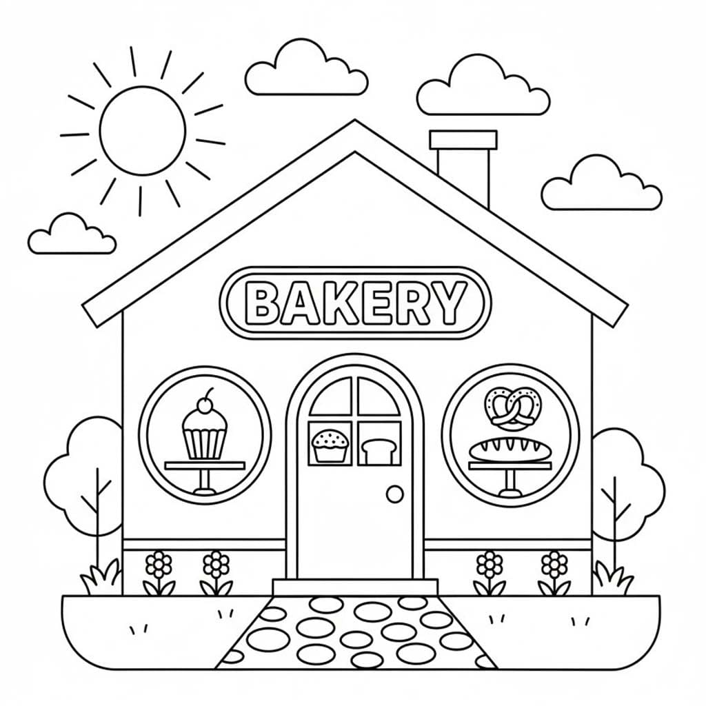 Zeichne Bäckerei kostenlos druckbare einfach