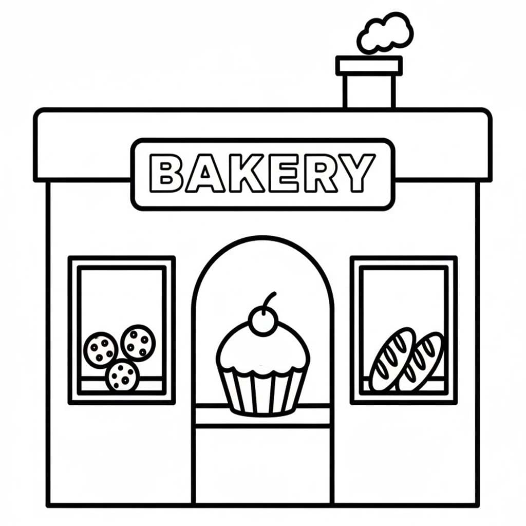 Zeichne Bäckerei zum Ausdrucken