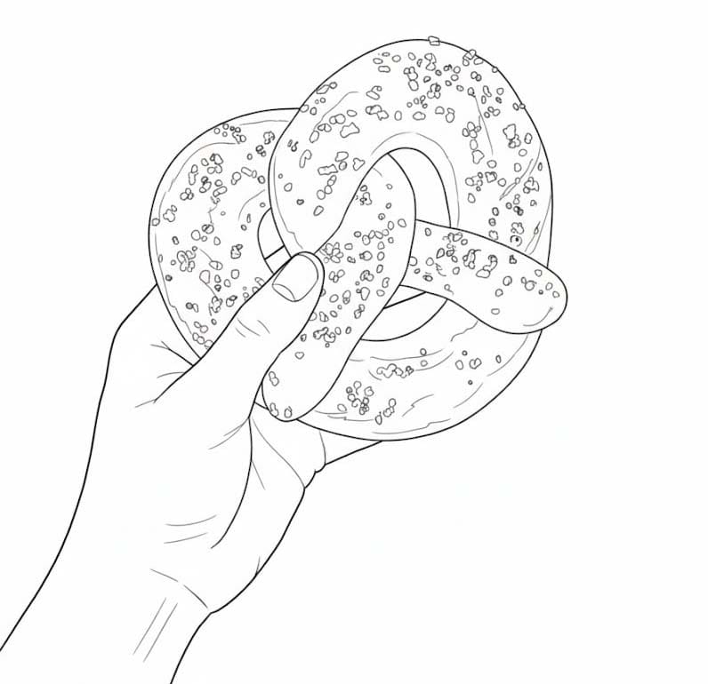 Zeichne Brezel druckbare schlicht