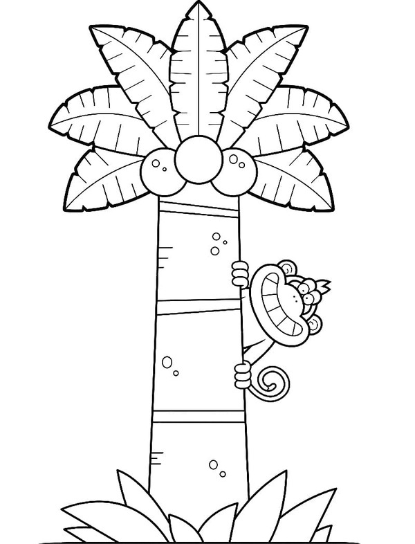 Zeichne Palme zum Ausdrucken für Kinder