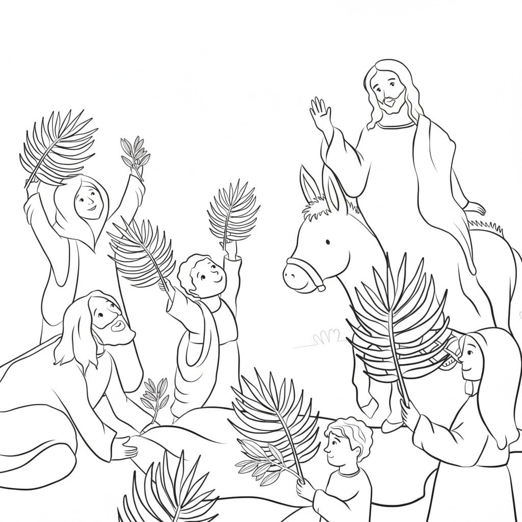 Zeichne Palmsonntag druckbare einfach