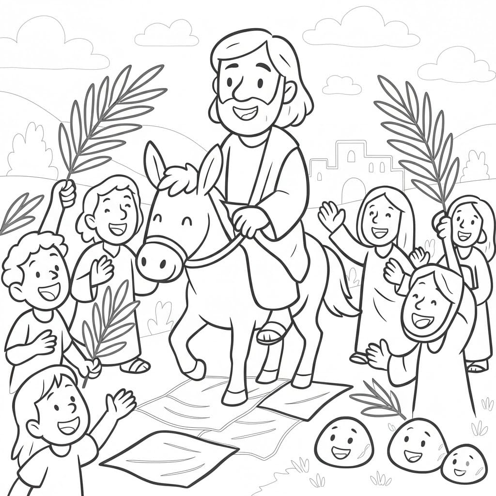 Zeichne Palmsonntag für Kinder