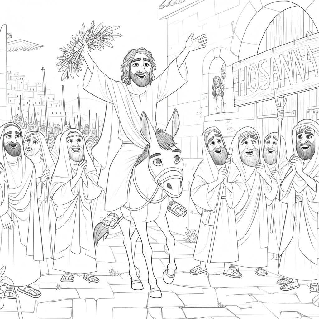Zeichne Palmsonntag kostenlos druckbare schlicht