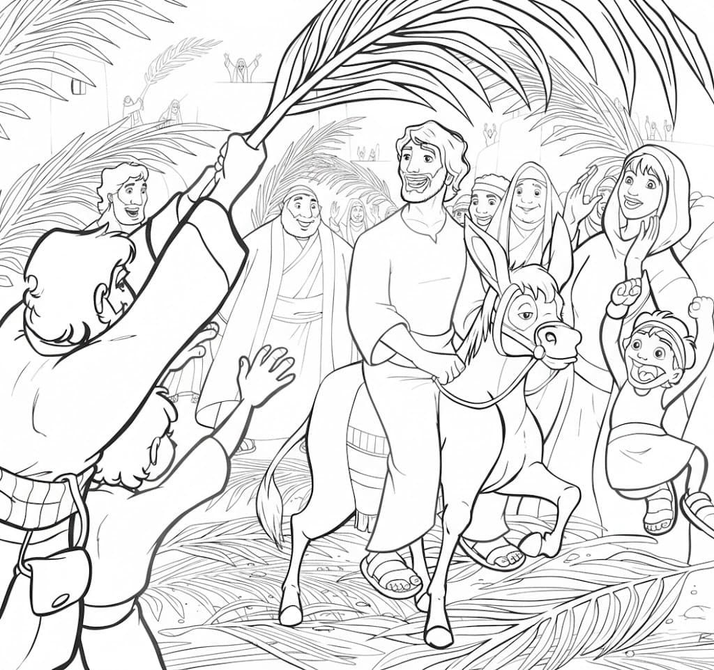 Zeichne Palmsonntag kostenlos für Kinder