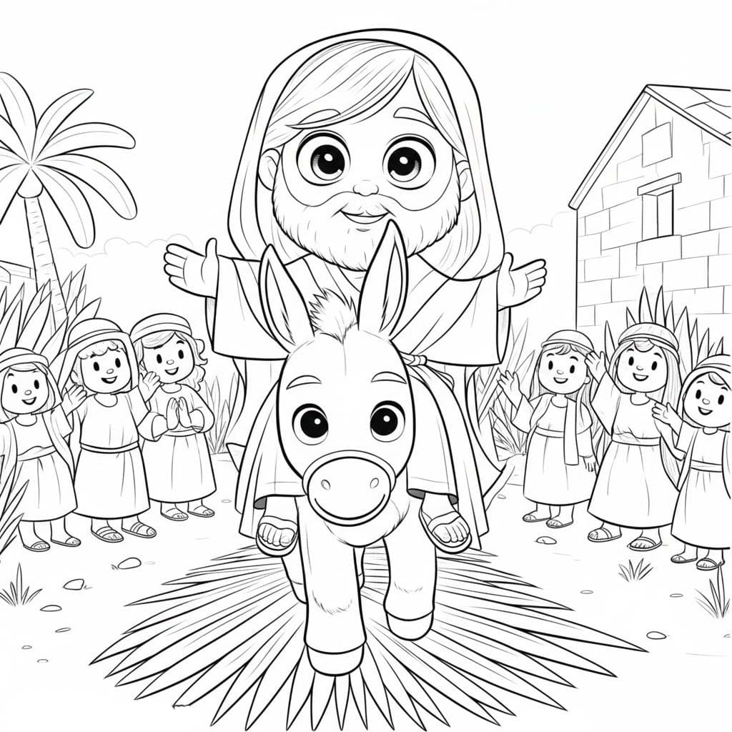 Zeichne Palmsonntag kostenlos schlicht