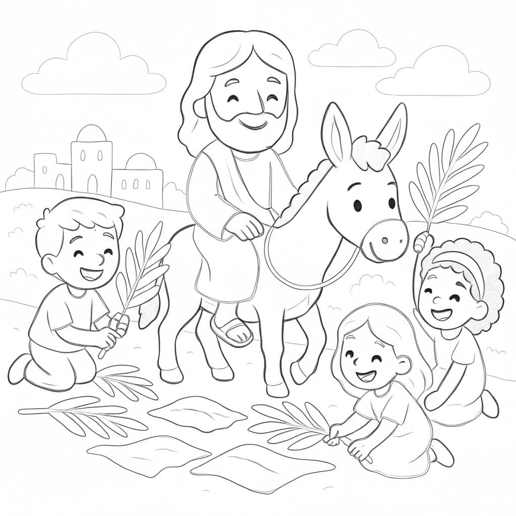 Zeichne Palmsonntag schlicht