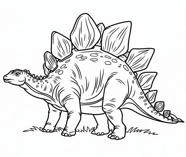 Zeichne Stegosaurus kostenlos basisch