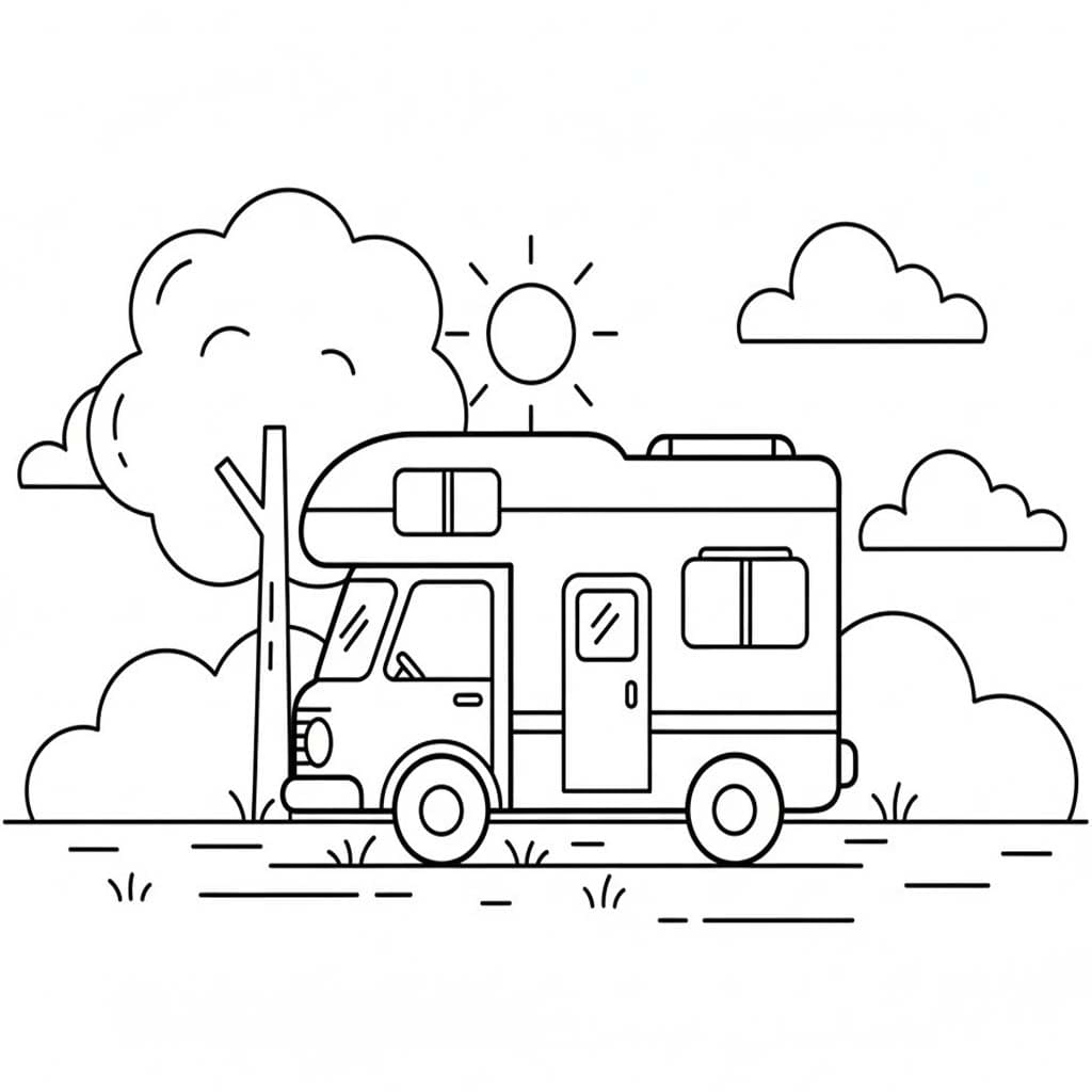 Zeichne Wohnmobil kostenlos druckbare schlicht