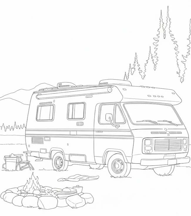 Zeichne Wohnmobil kostenlos schlicht