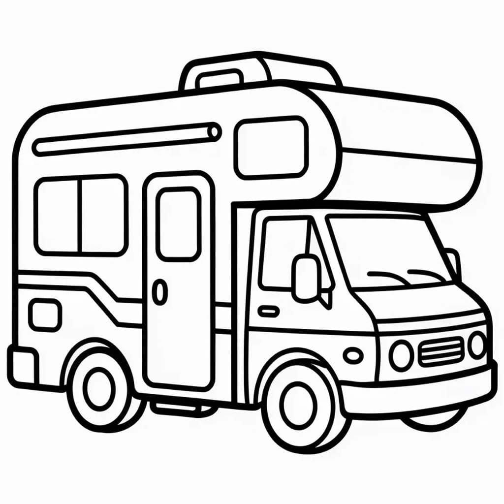 Zeichne Wohnmobil zum Ausdrucken für Kinder