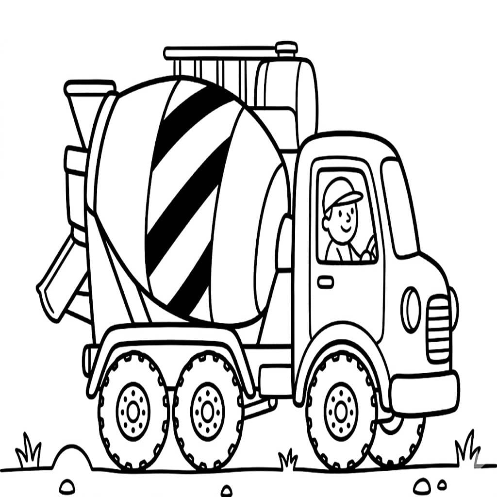 Zeichne Betonmischer LKW druckbare