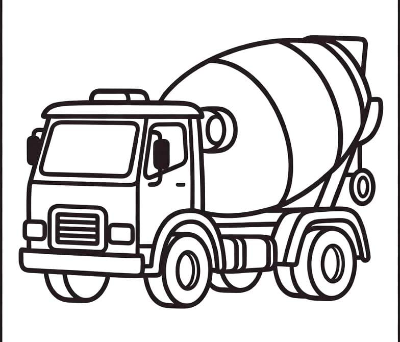 Zeichne Betonmischer LKW druckbare basisch