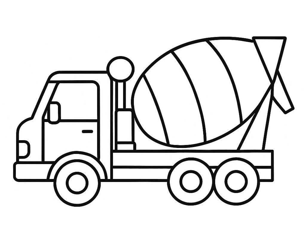 Zeichne Betonmischer LKW druckbare einfach