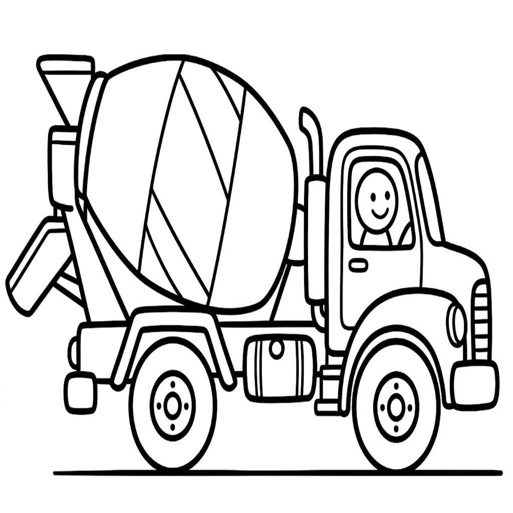 Zeichne Betonmischer LKW kostenlos