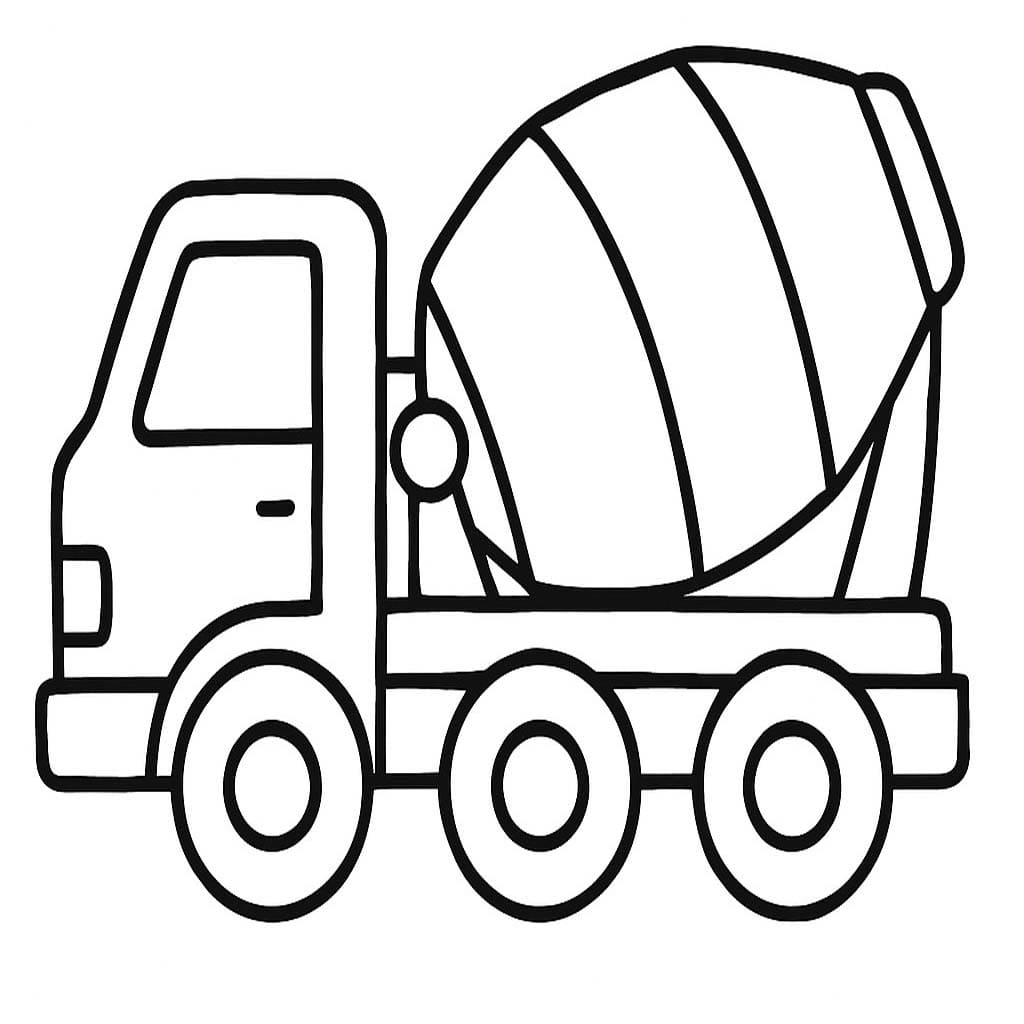 Zeichne Betonmischer LKW kostenlos für Kinder