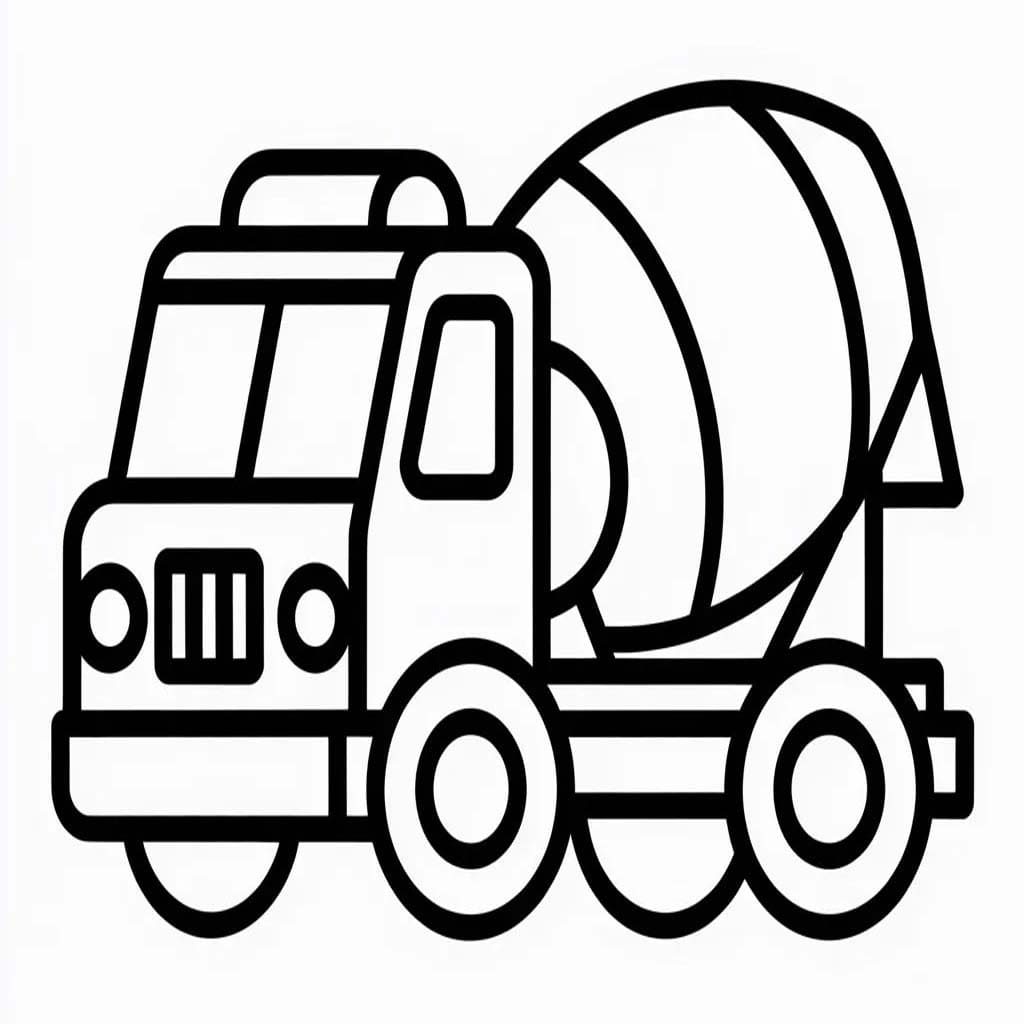 Zeichne Betonmischer LKW kostenlos schlicht