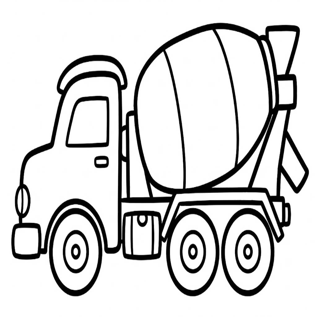 Zeichne Betonmischer LKW schlicht