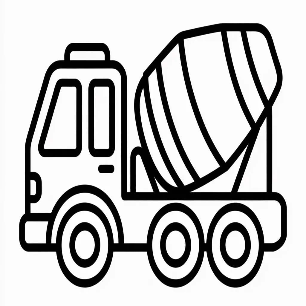 Zeichne Betonmischer LKW zum Ausdrucken