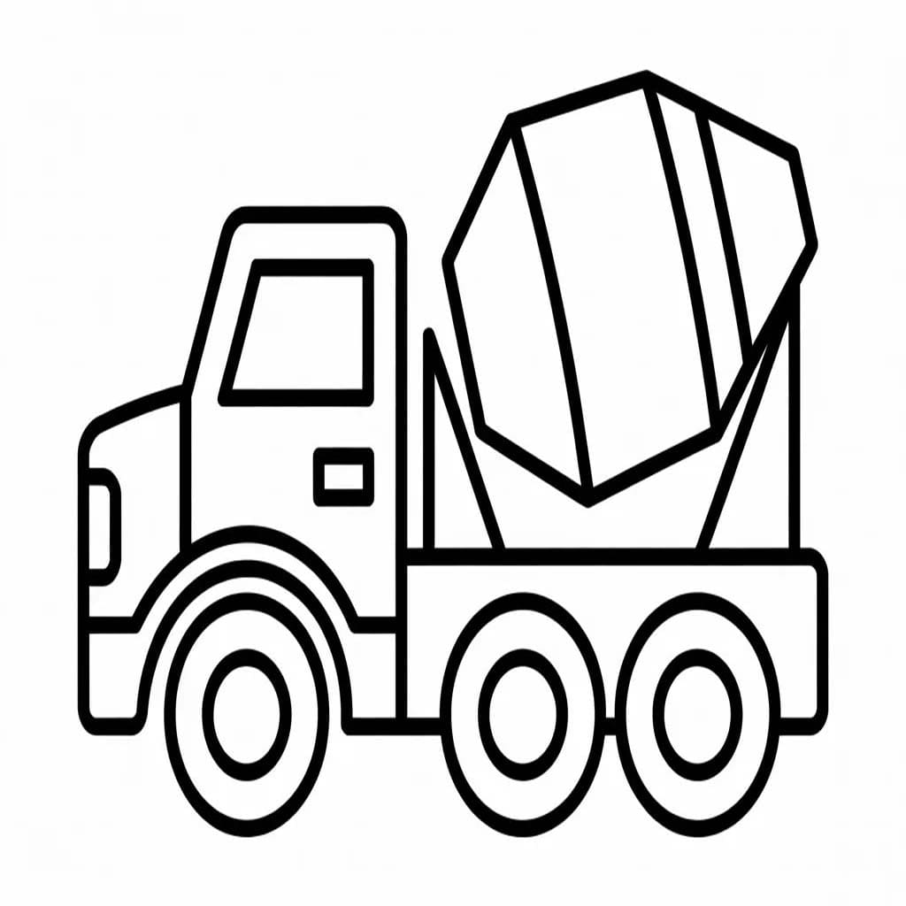 Zeichne Betonmischer LKW zum Ausdrucken für Kinder