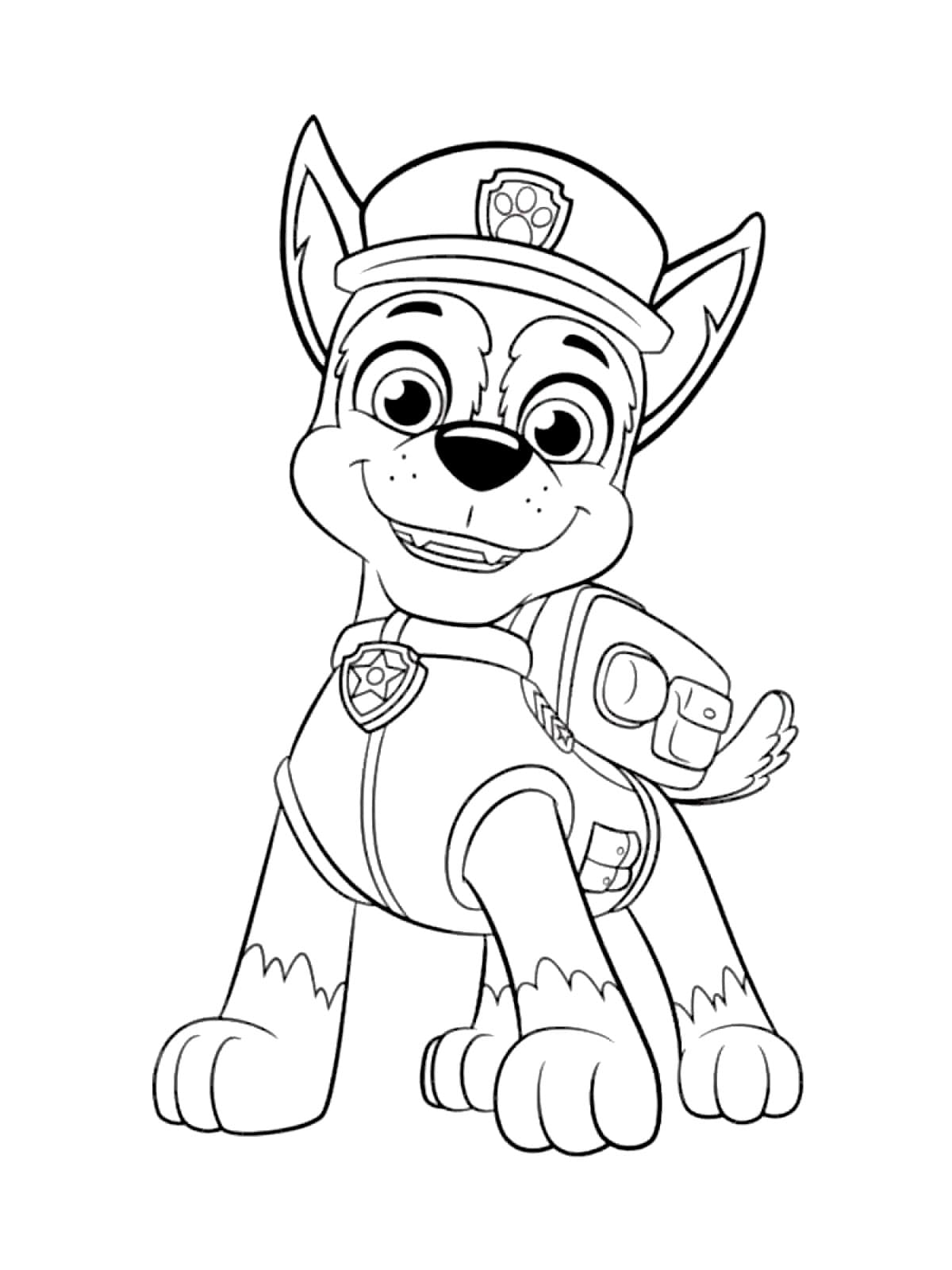 Zeichne Chase Paw Patrol druckbare einfach