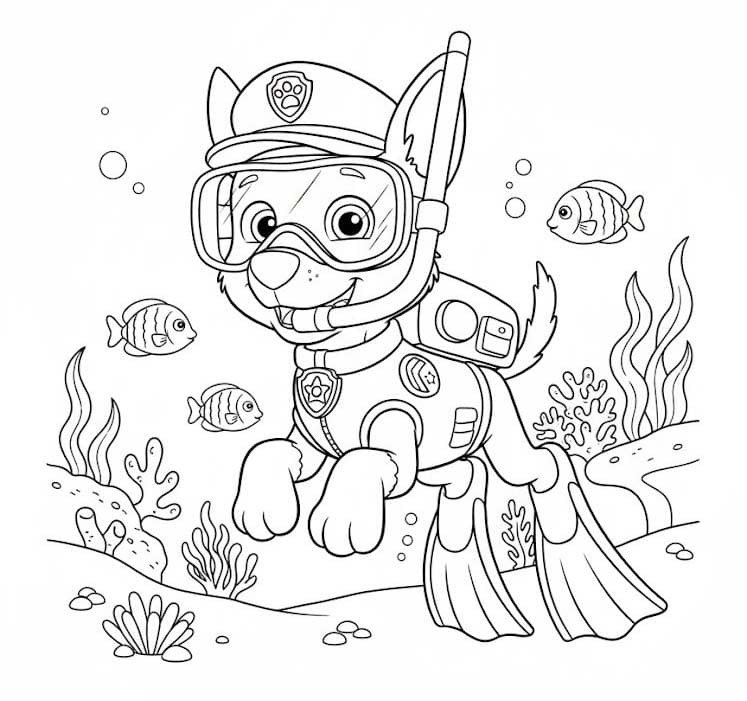Zeichne Chase Paw Patrol kostenlos basisch