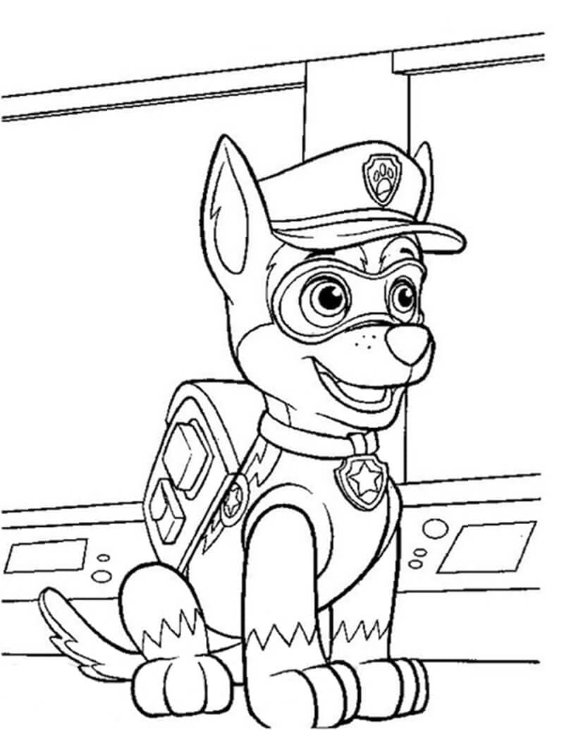 Zeichne Chase Paw Patrol kostenlos druckbare schlicht