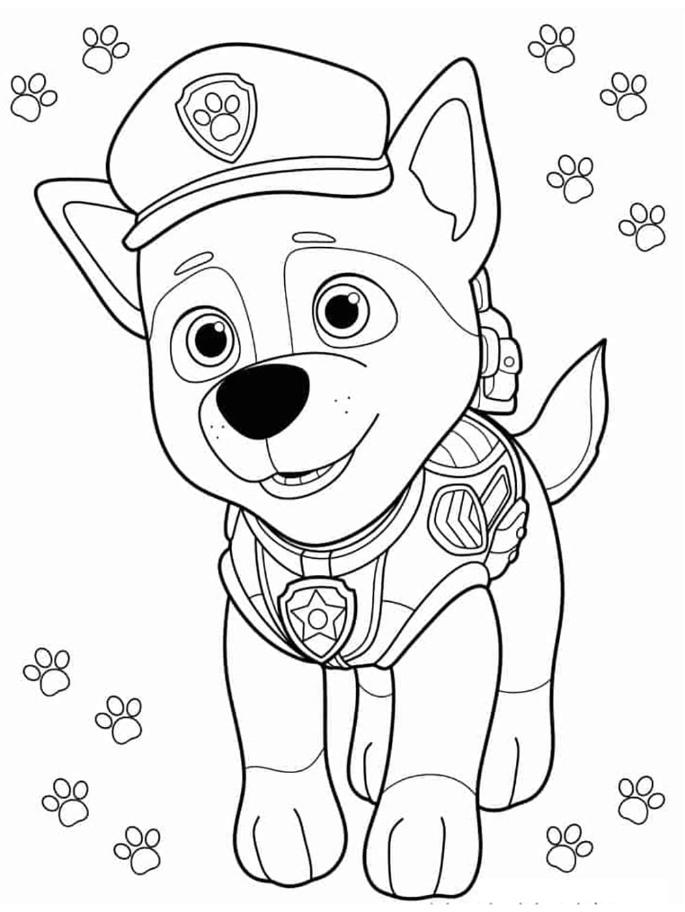Zeichne Chase Paw Patrol zum Ausdrucken