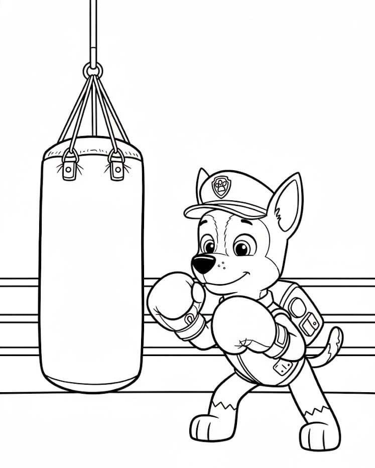 Zeichne Chase Paw Patrol zum Ausdrucken für Kinder