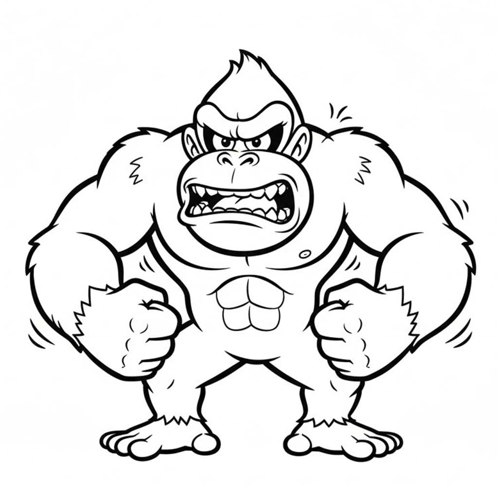 Zeichne Donkey Kong druckbare für Kinder