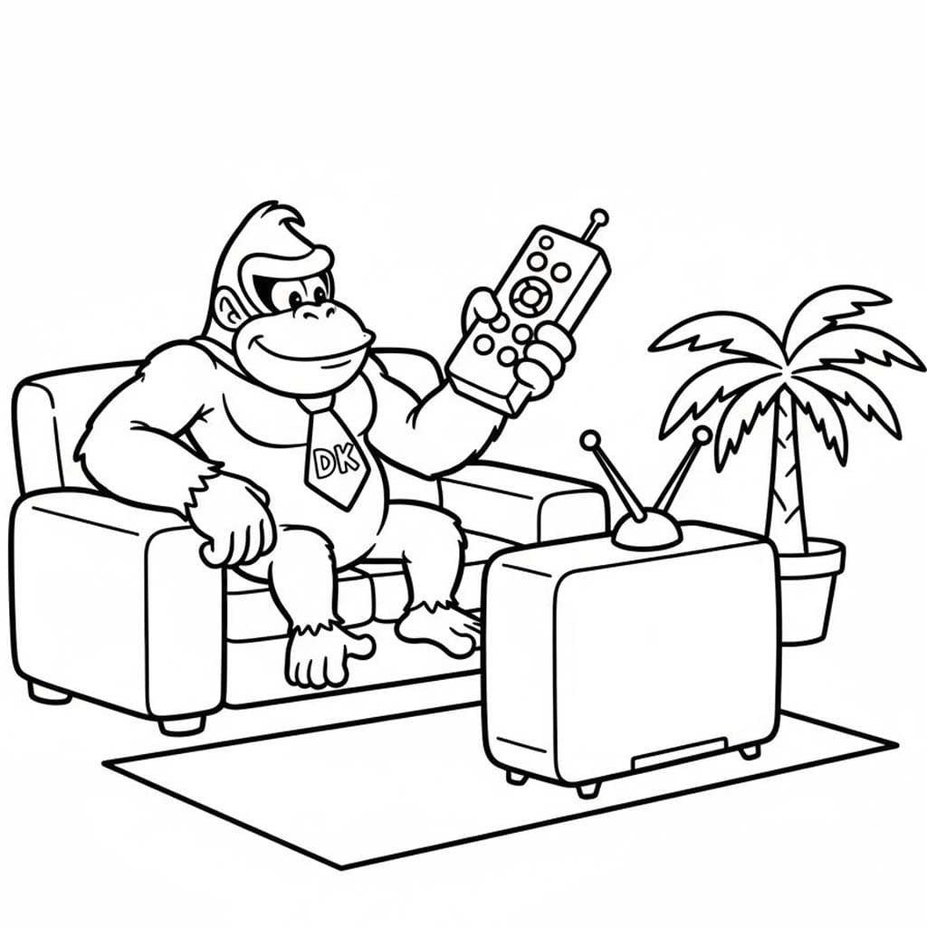 Zeichne Donkey Kong druckbare schlicht