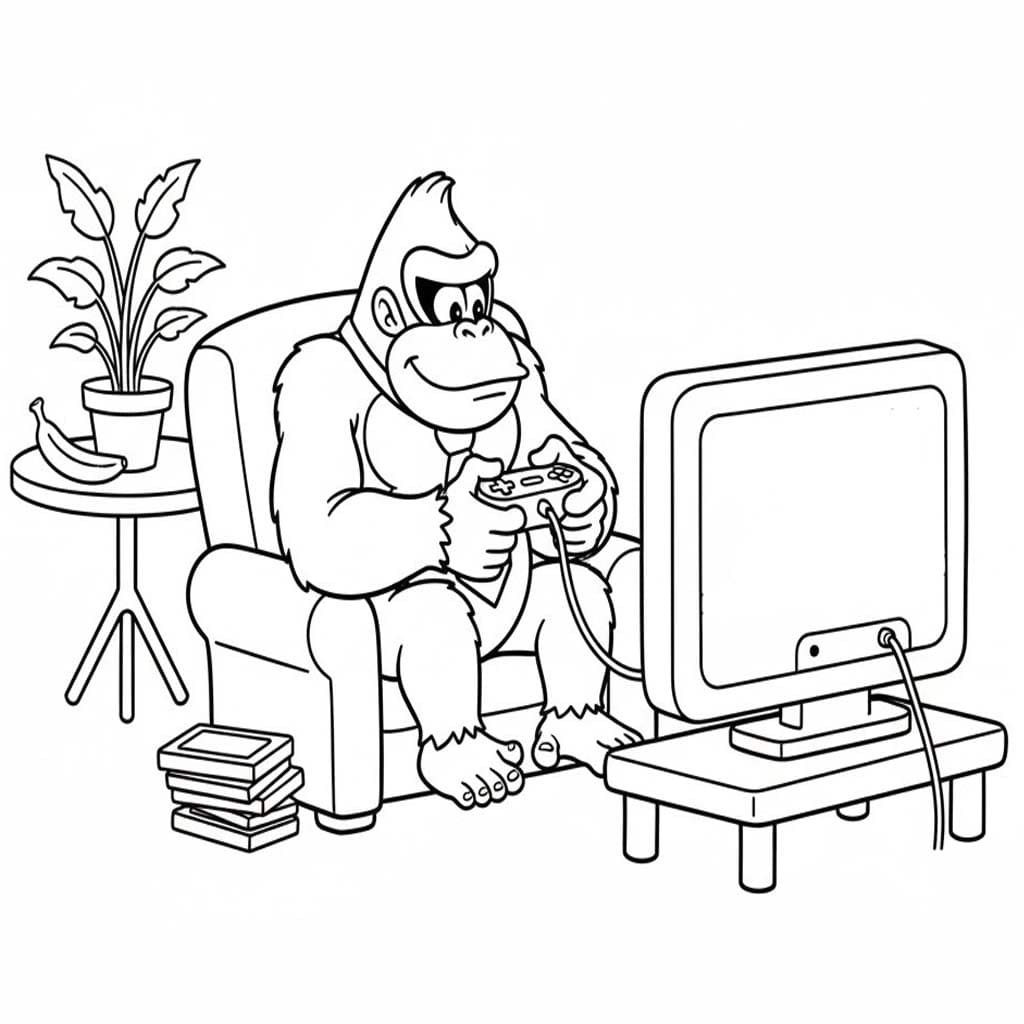 Zeichne Donkey Kong kostenlos basisch