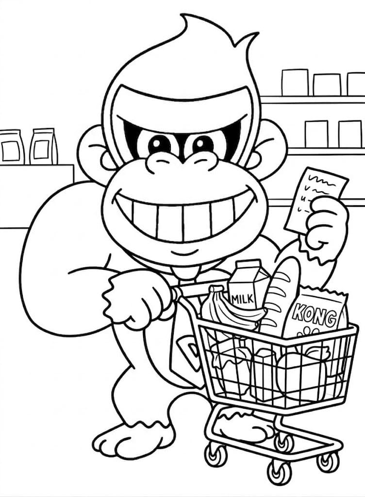 Zeichne Donkey Kong kostenlos druckbare