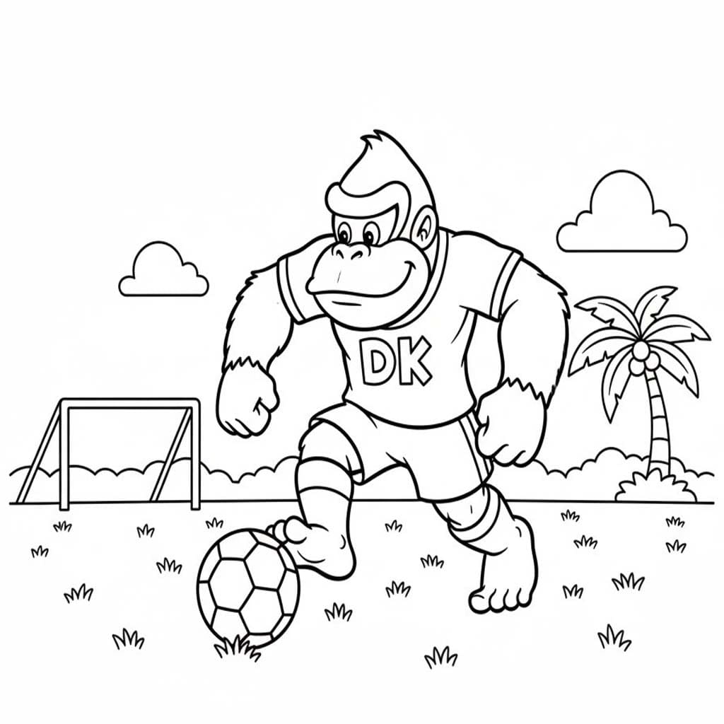 Zeichne Donkey Kong zum Ausdrucken für Kinder