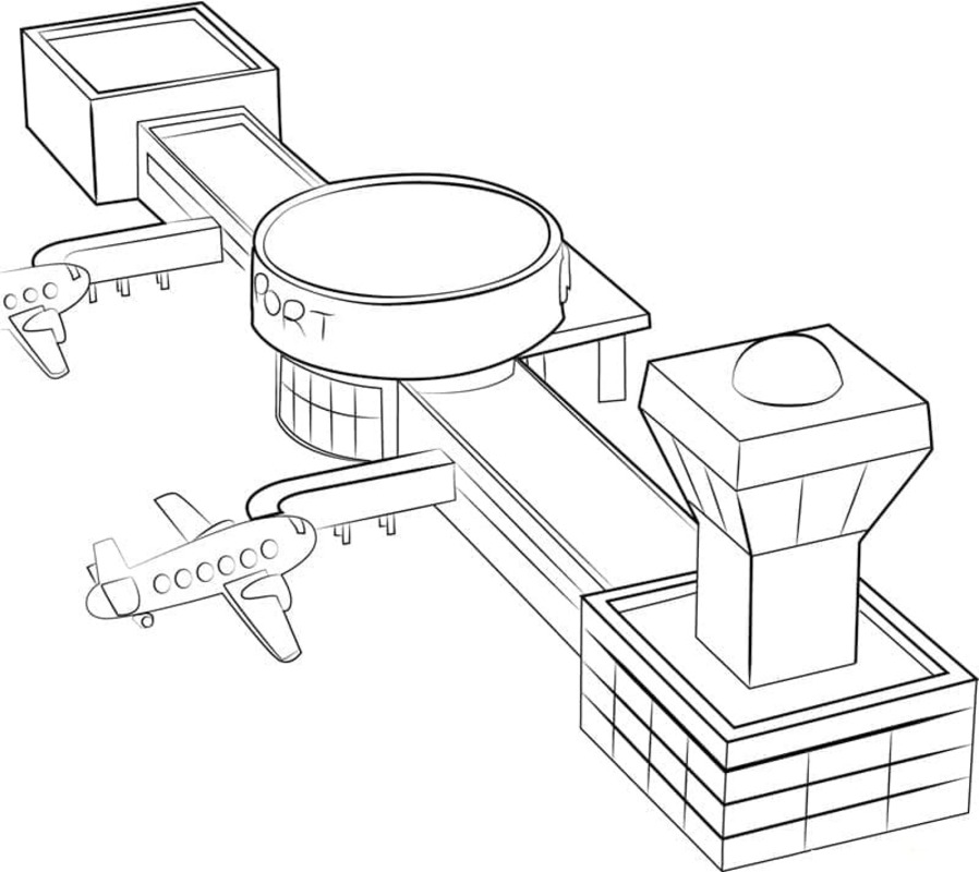 Zeichne Flughafen druckbare schlicht