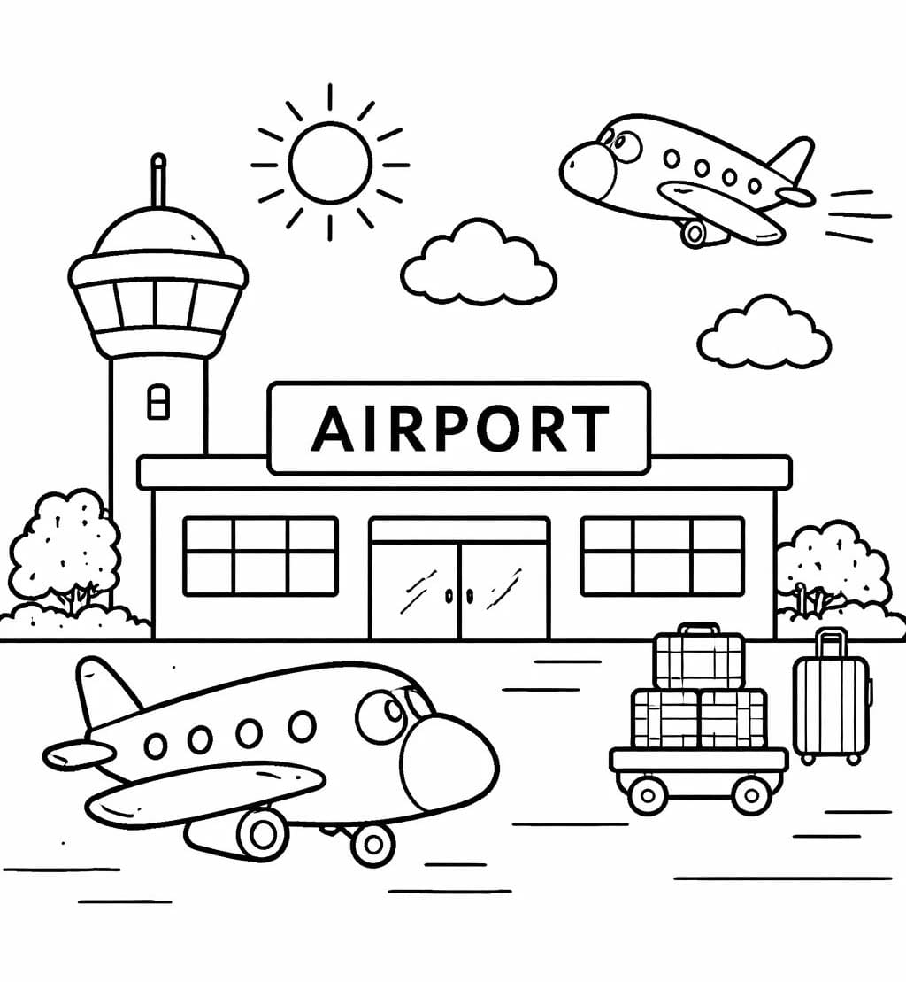 Zeichne Flughafen für Kinder