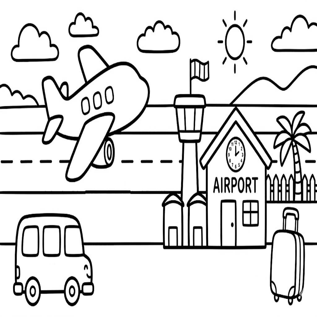 Zeichne Flughafen kostenlos druckbare