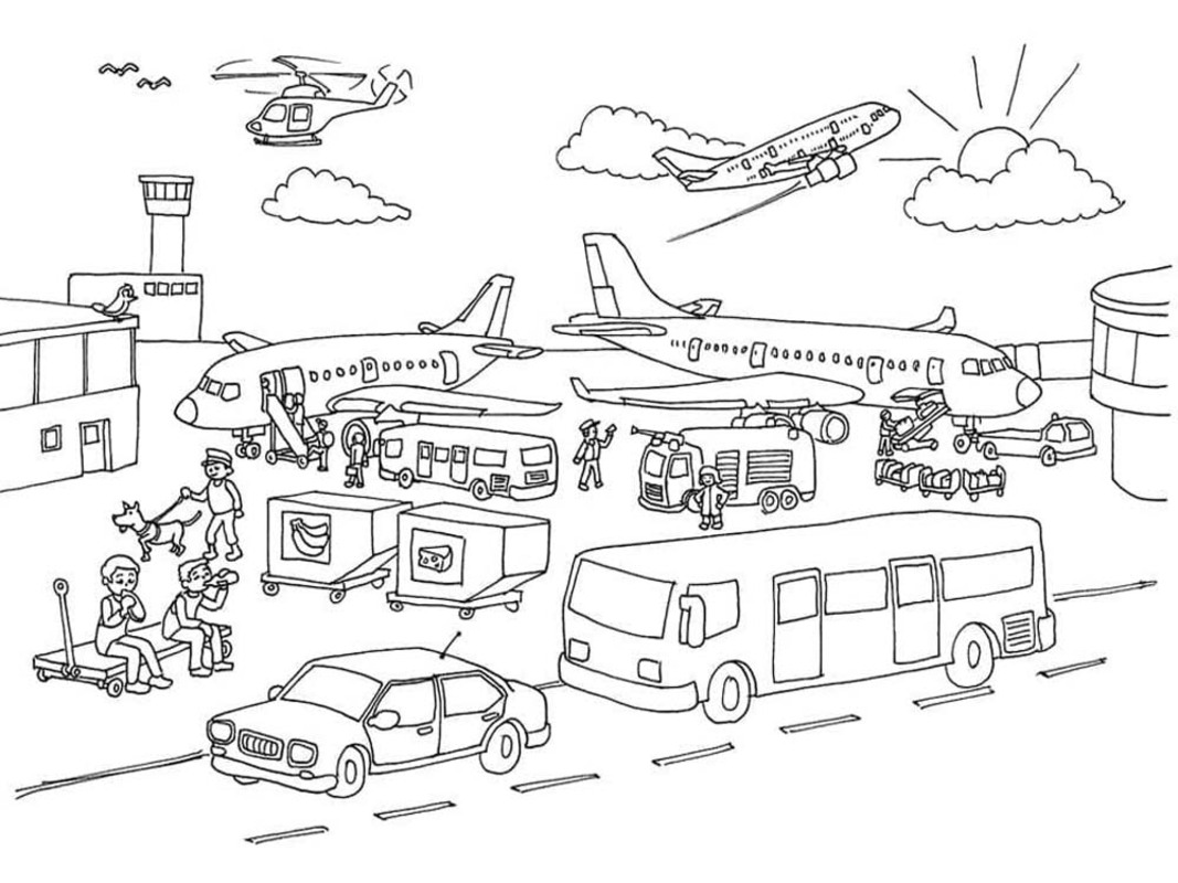 Zeichne Flughafen kostenlos druckbare basisch