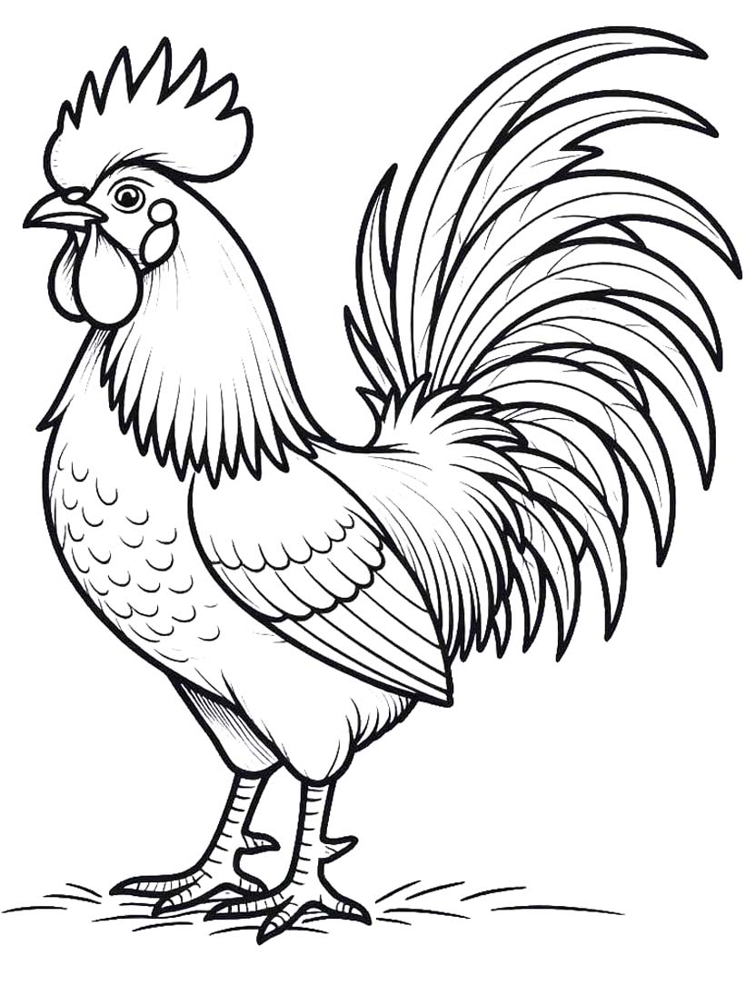Zeichne Hahn für Kinder