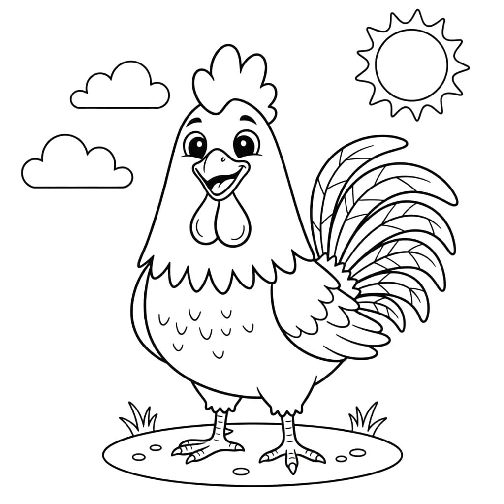 Zeichne Hahn kostenlos