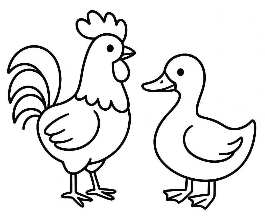 Zeichne Hahn kostenlos für Kinder