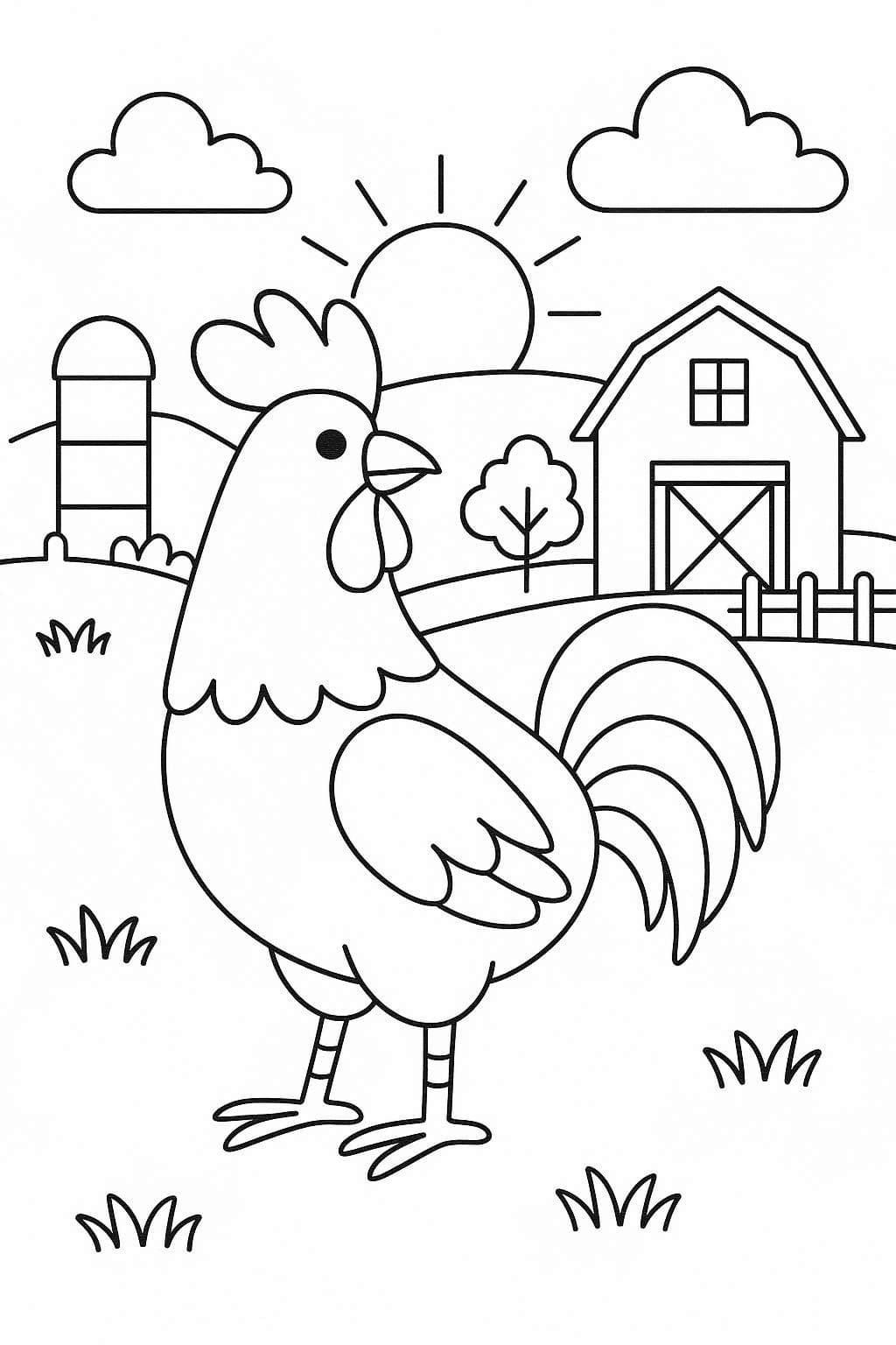 Zeichne Hahn zum Ausdrucken