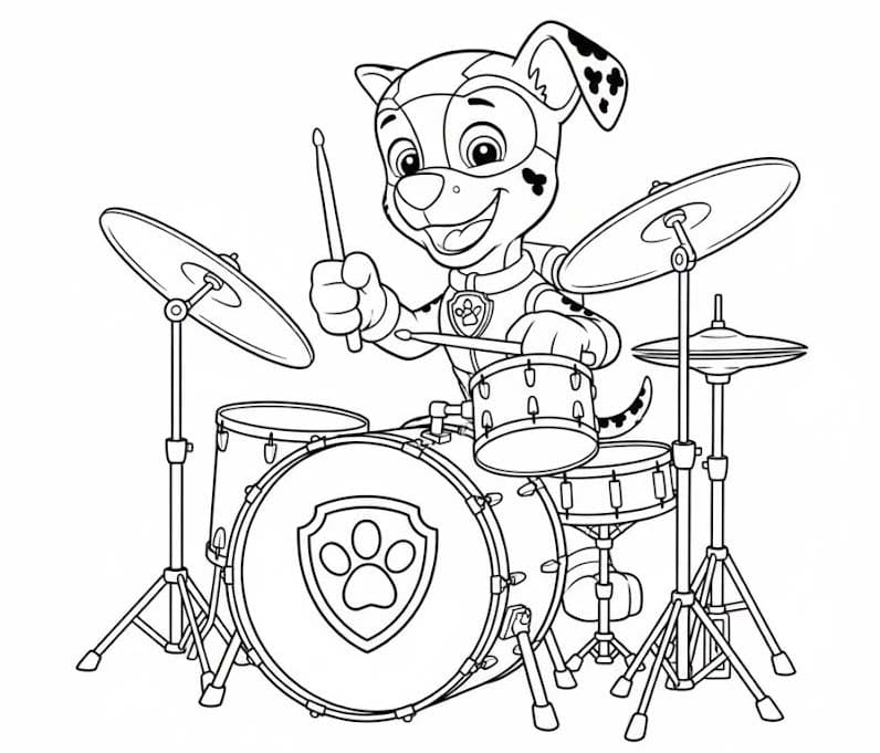Zeichne Marshall Paw Patrol druckbare schlicht