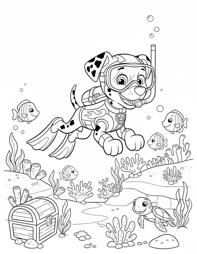 Zeichne Marshall Paw Patrol kostenlos schlicht