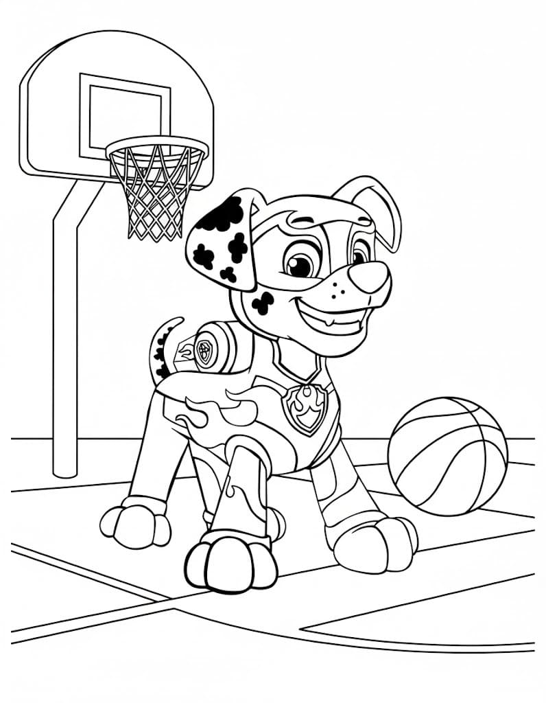 Zeichne Marshall Paw Patrol zum Ausdrucken