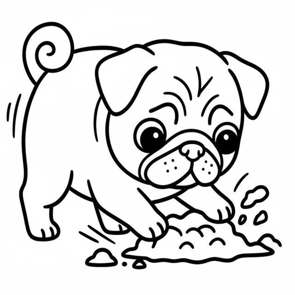 Zeichne Mops schlicht