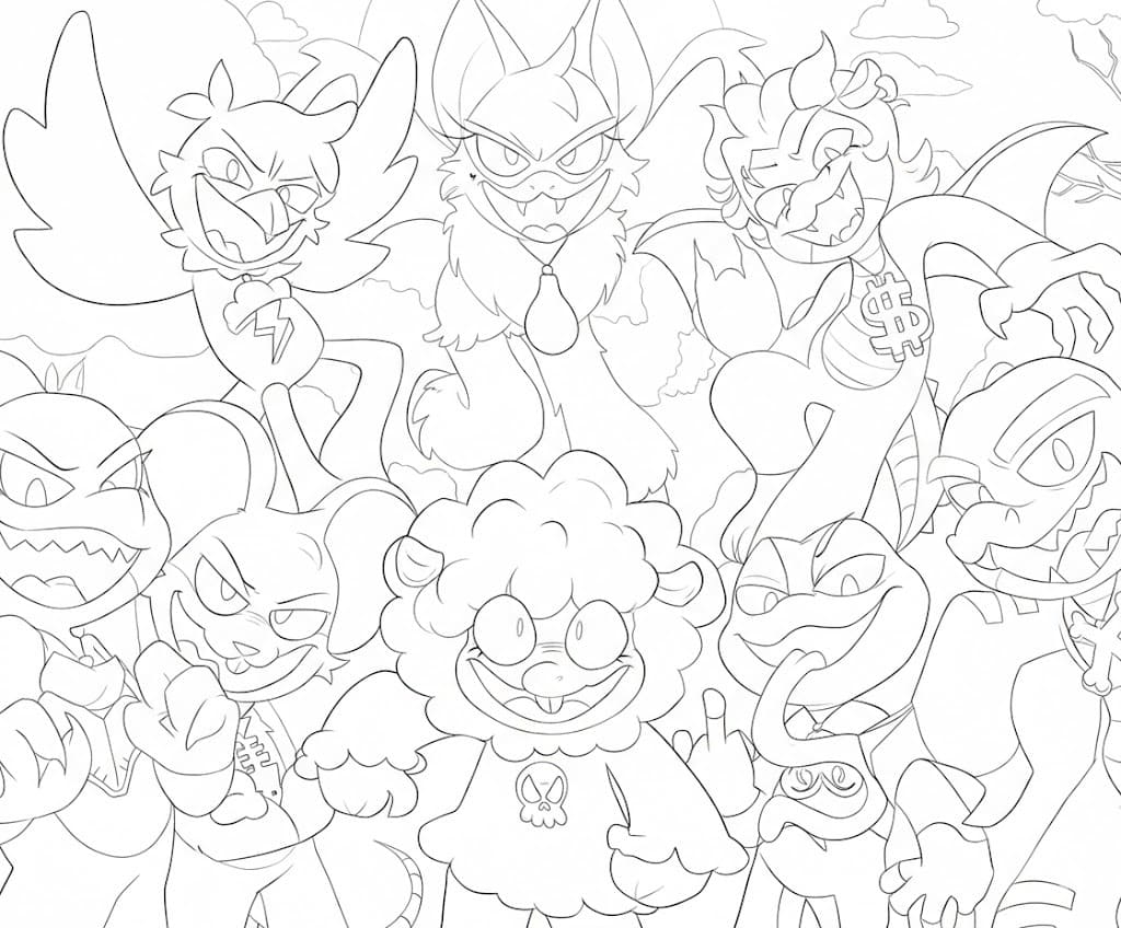 Zeichne Nightmare Critters basisch