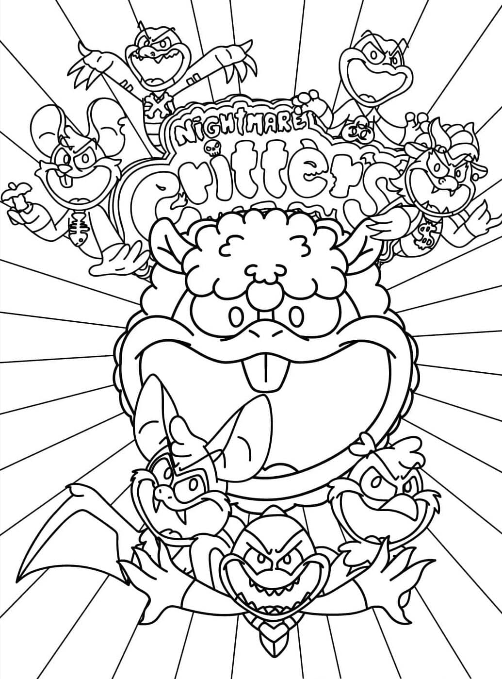 Zeichne Nightmare Critters druckbare basisch