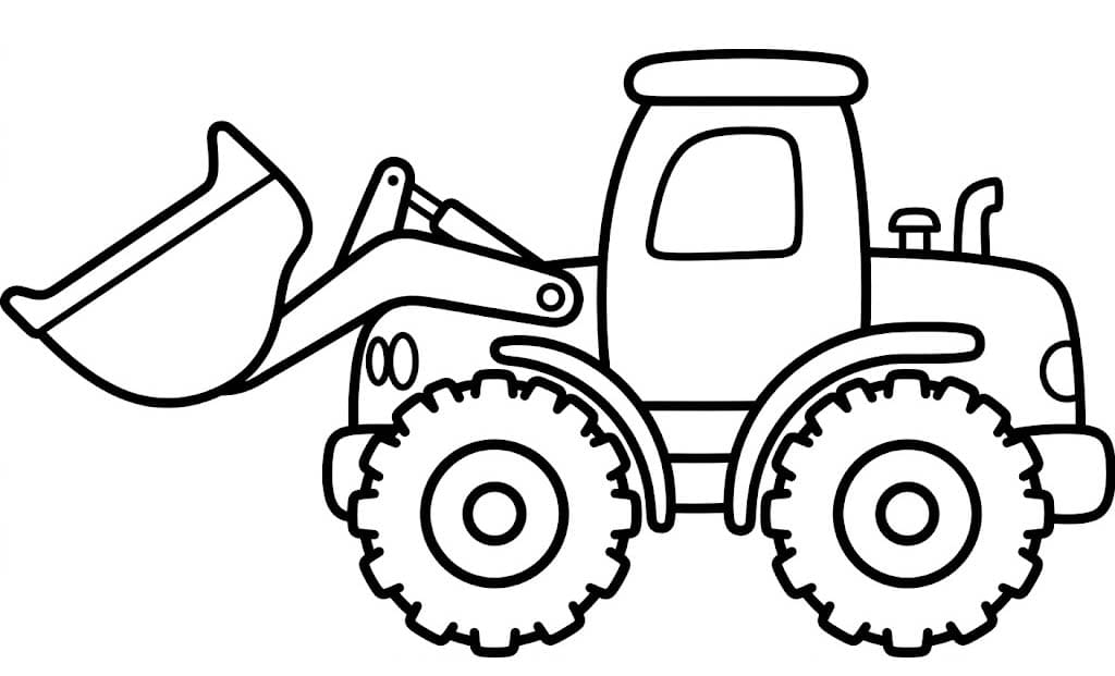 Zeichne Radlader schlicht