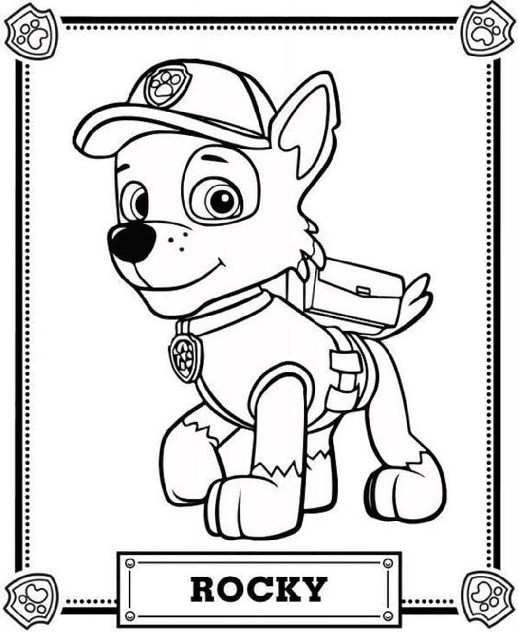 Zeichne Rocky Paw Patrol druckbare für Kinder